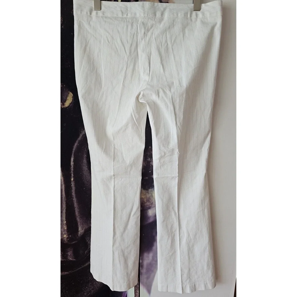 THEORY‎ Womens White Blue Pinstripe Striped Wide Leg Touser Pant Size 12